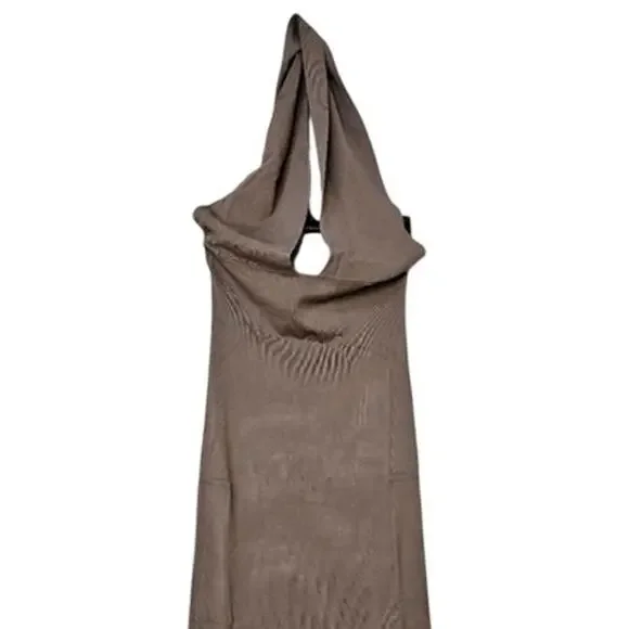 NWT WeWoreWhat Sleeveless Halter Knit Rib Stretch Maxi Open Back Dress 2XL Brown - Picture 3 of 15